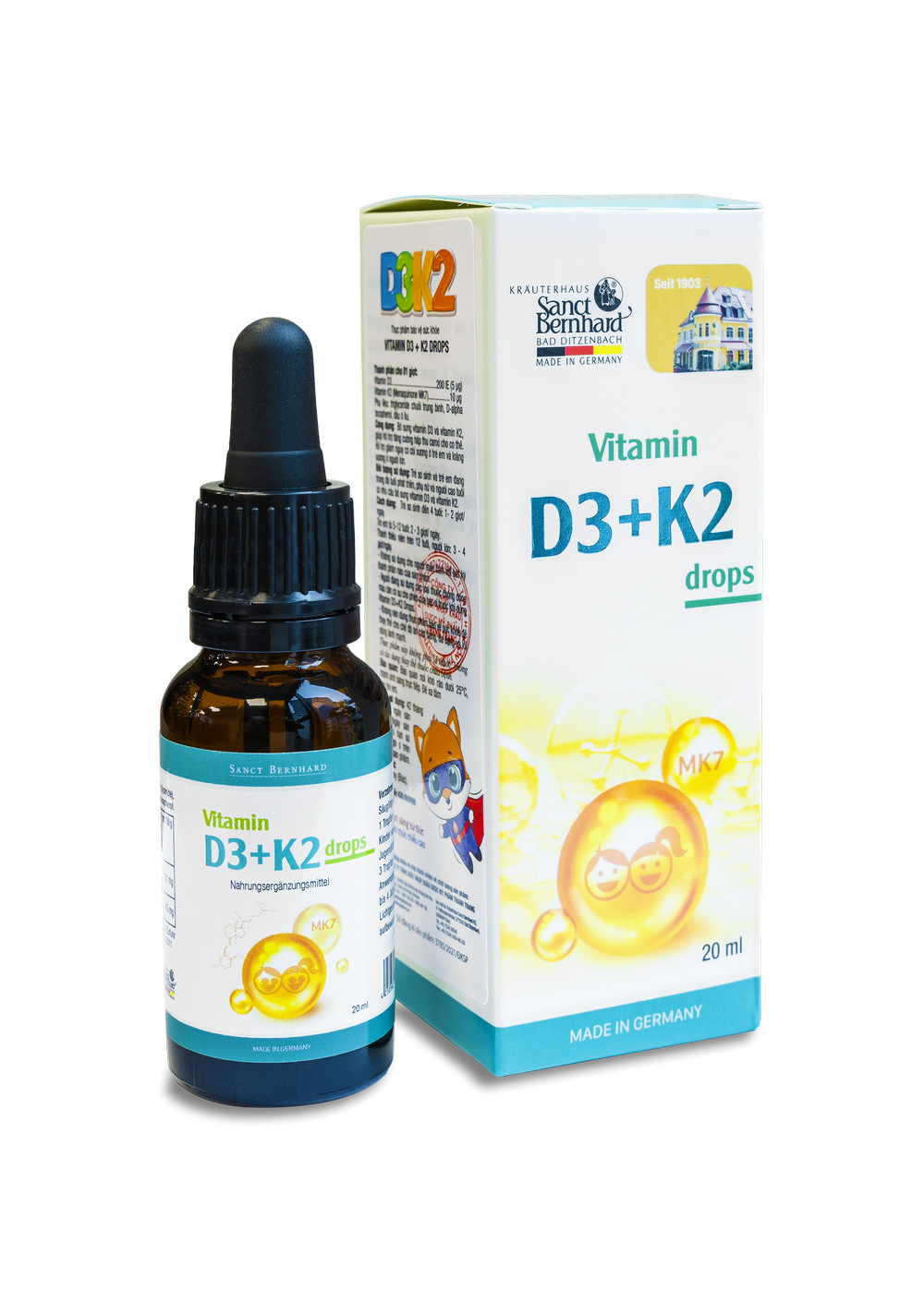 Vitamin D3+K2 drops Sanct Bernhard 20 ml